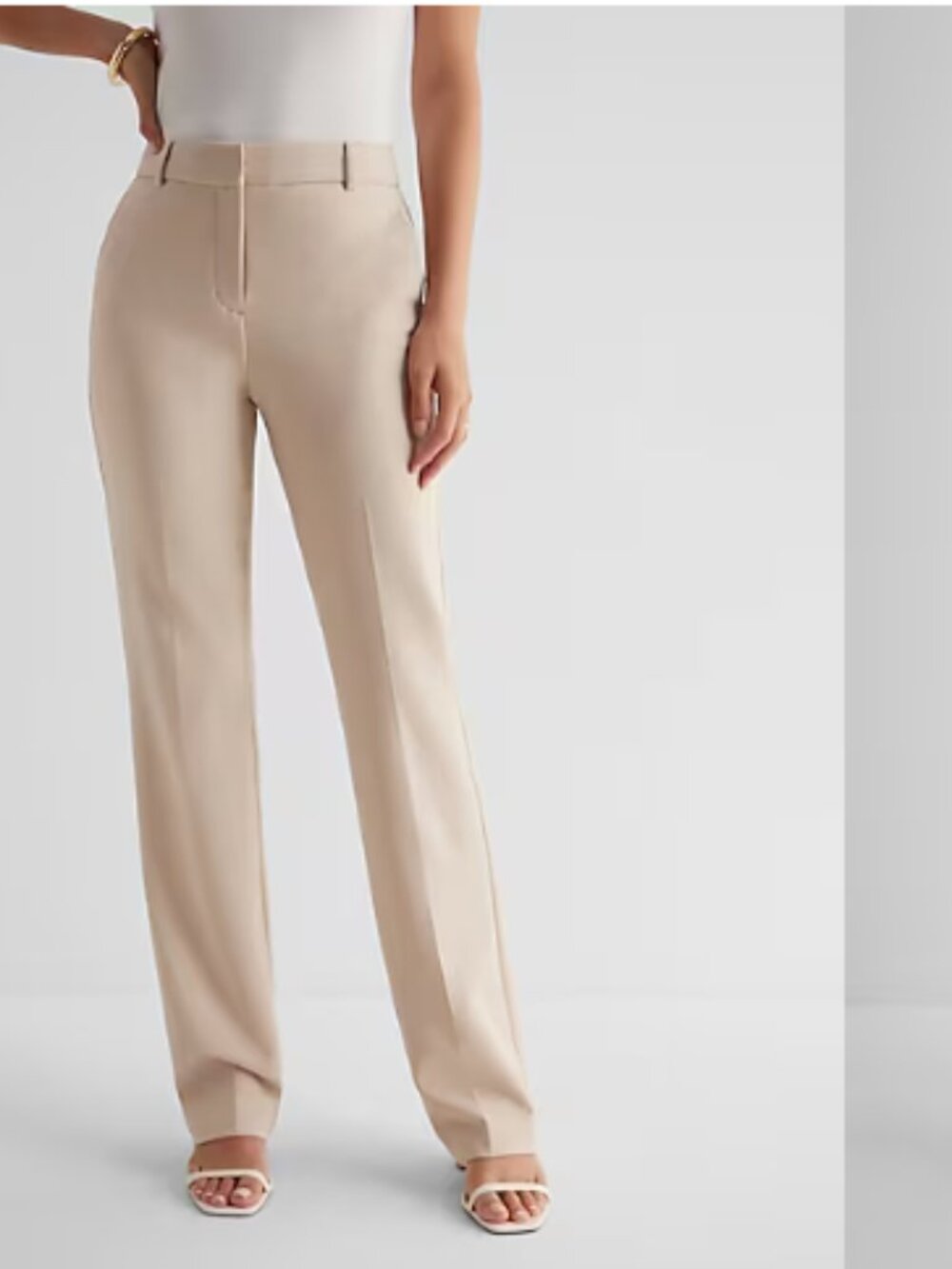 Express Editor Mid Rise Bootcut Pant, Khaki, Size 2